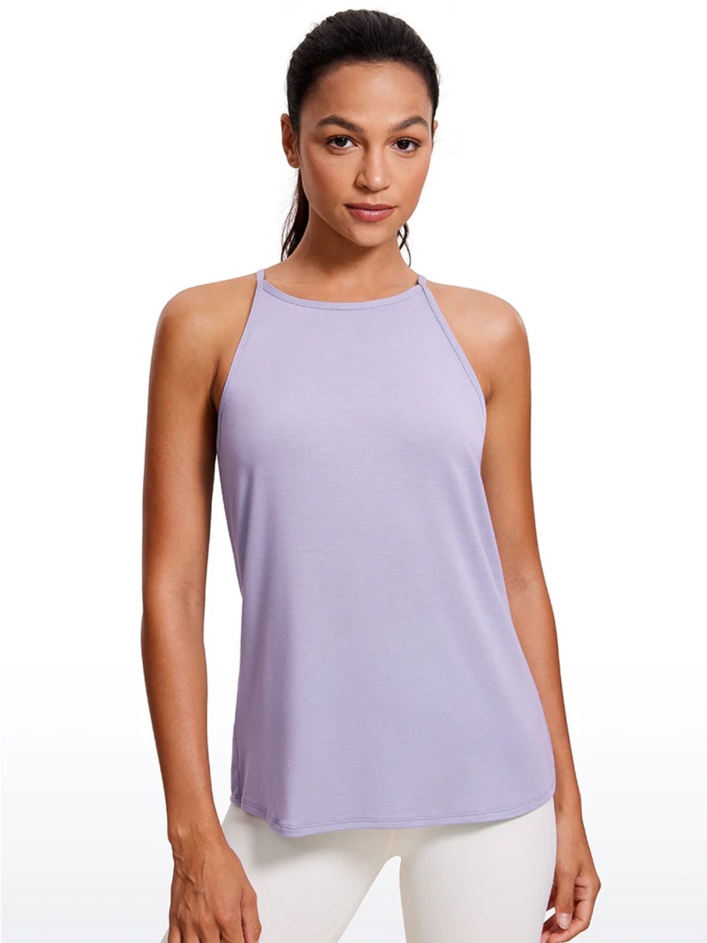 Hip Length High Neck Halter Tank